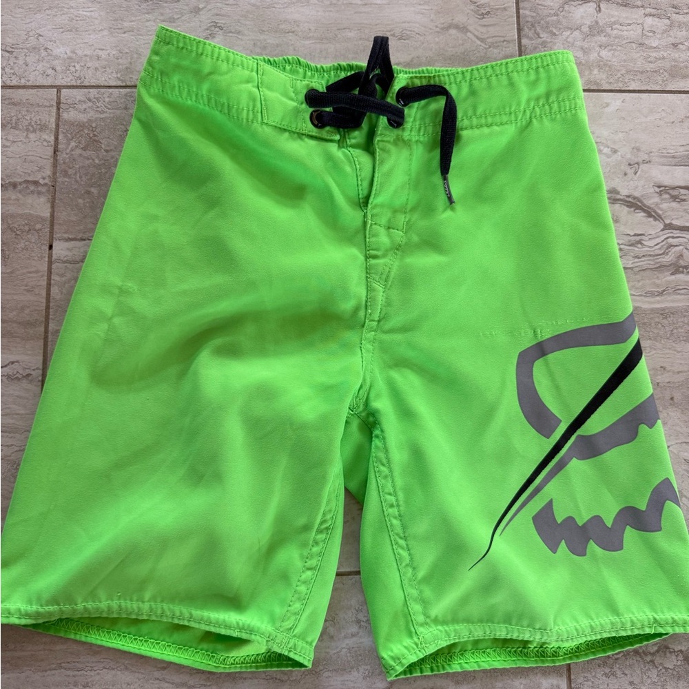 Fox Kids Swim Trunks - Neon Green with Black
